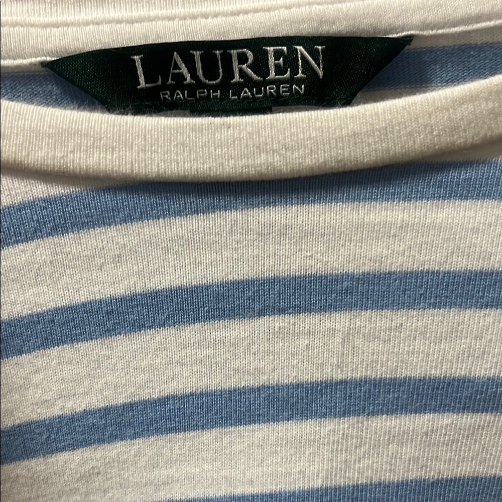 Lauren Ralph Lauren Blue and White Striped Top